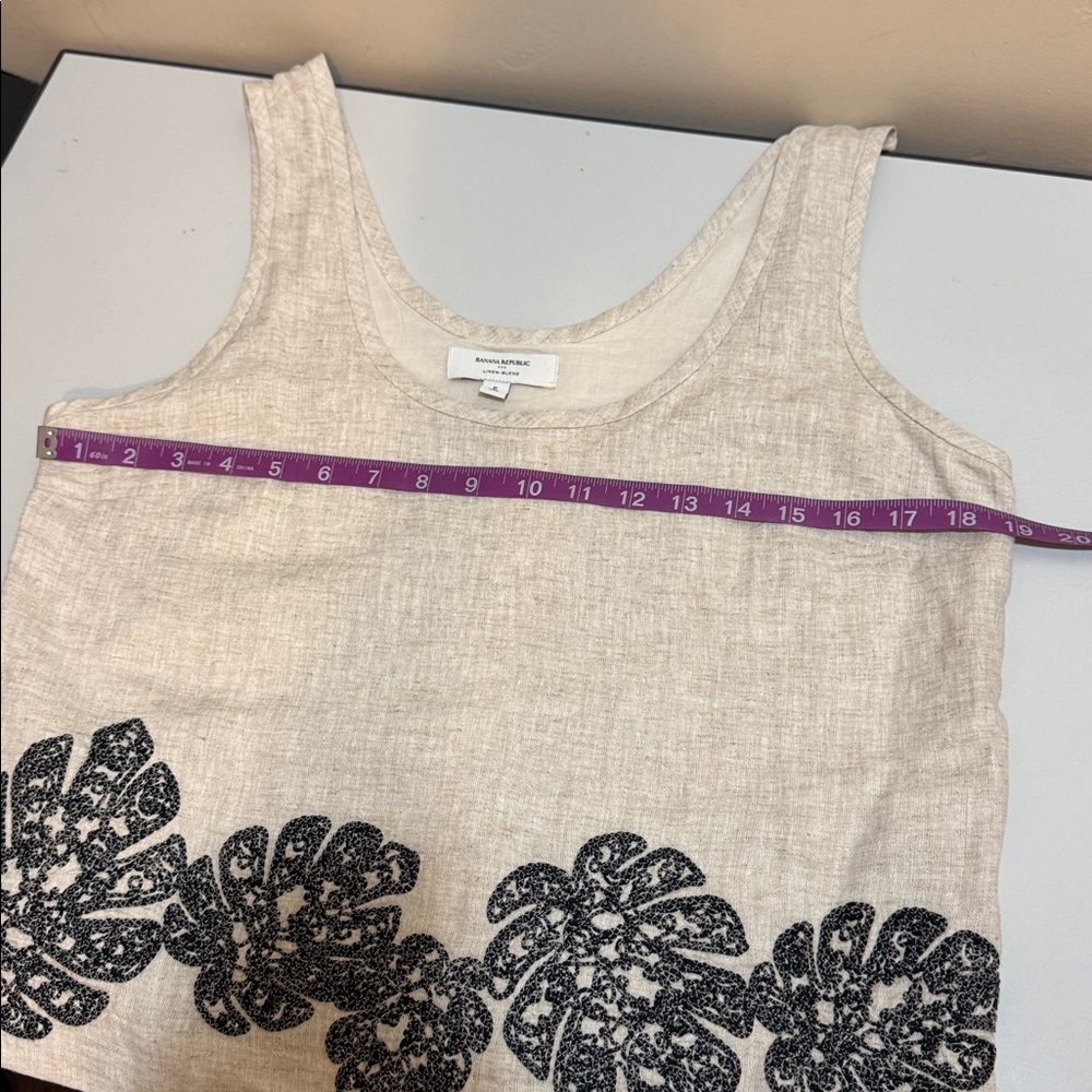 New✨Banana Republic Embroidered Linen Tank Top - Black and Cream size S - Picture 8 of 8